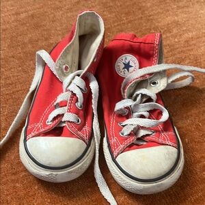 Converse Red and White High-Top Sneakers, size 8